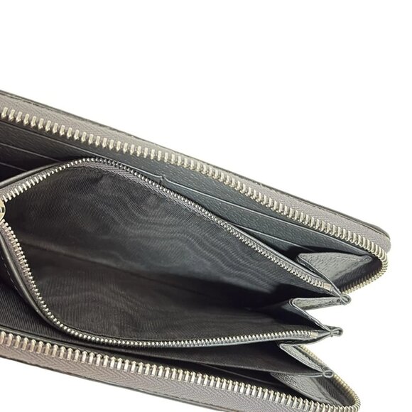 Auth GUCCI Off Dear Zip Around Wallet Gray Black PVC Leather - Picture 4 of 5
